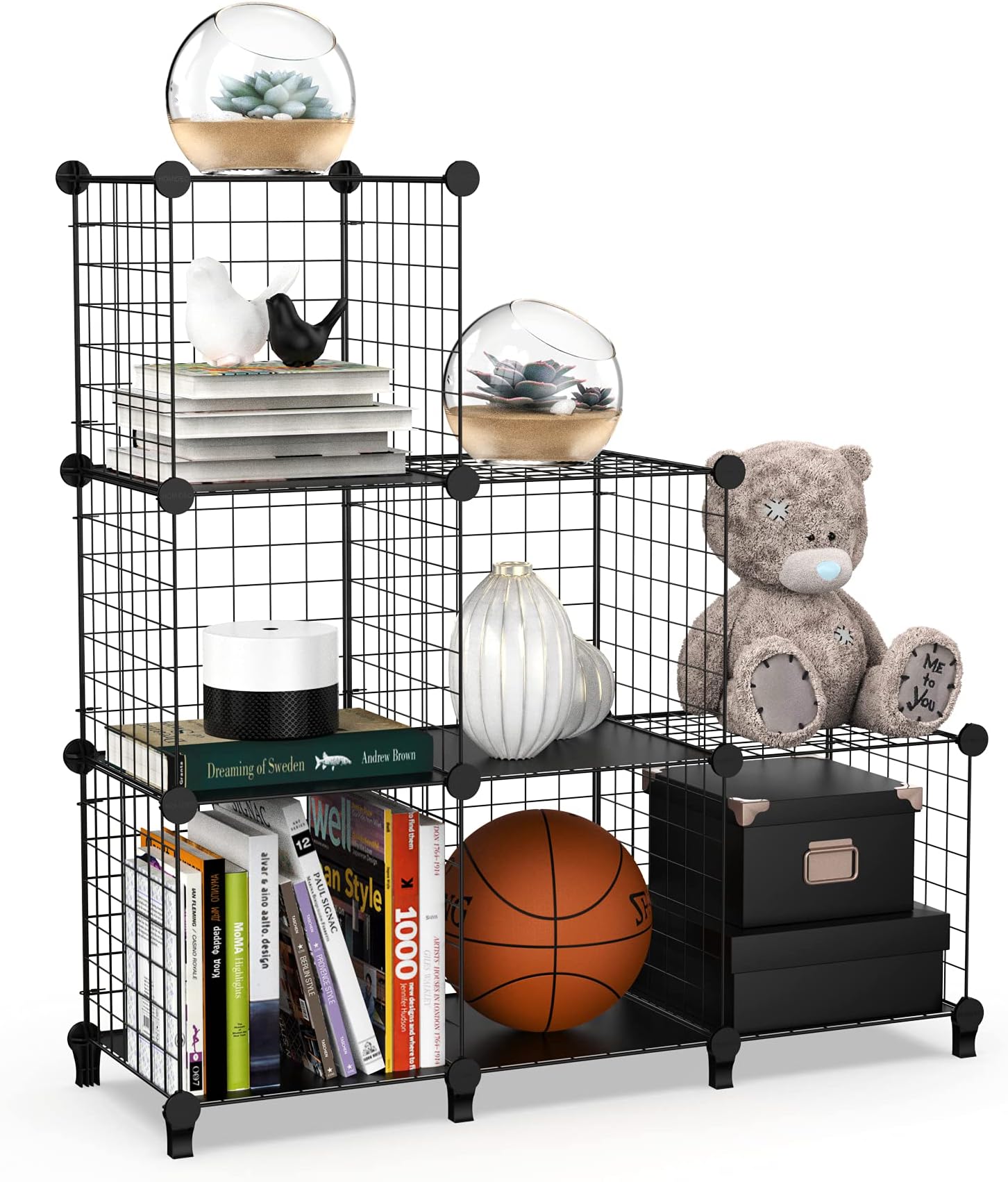 HOMIDEC 6 Cube Wire Storage Shelves, Multifunctional DIY Wire Fence Wardrobe Closet Cabinet Bookcase Bookshelf Perfect for Office/Livingroom/kitchen/Bathroom
