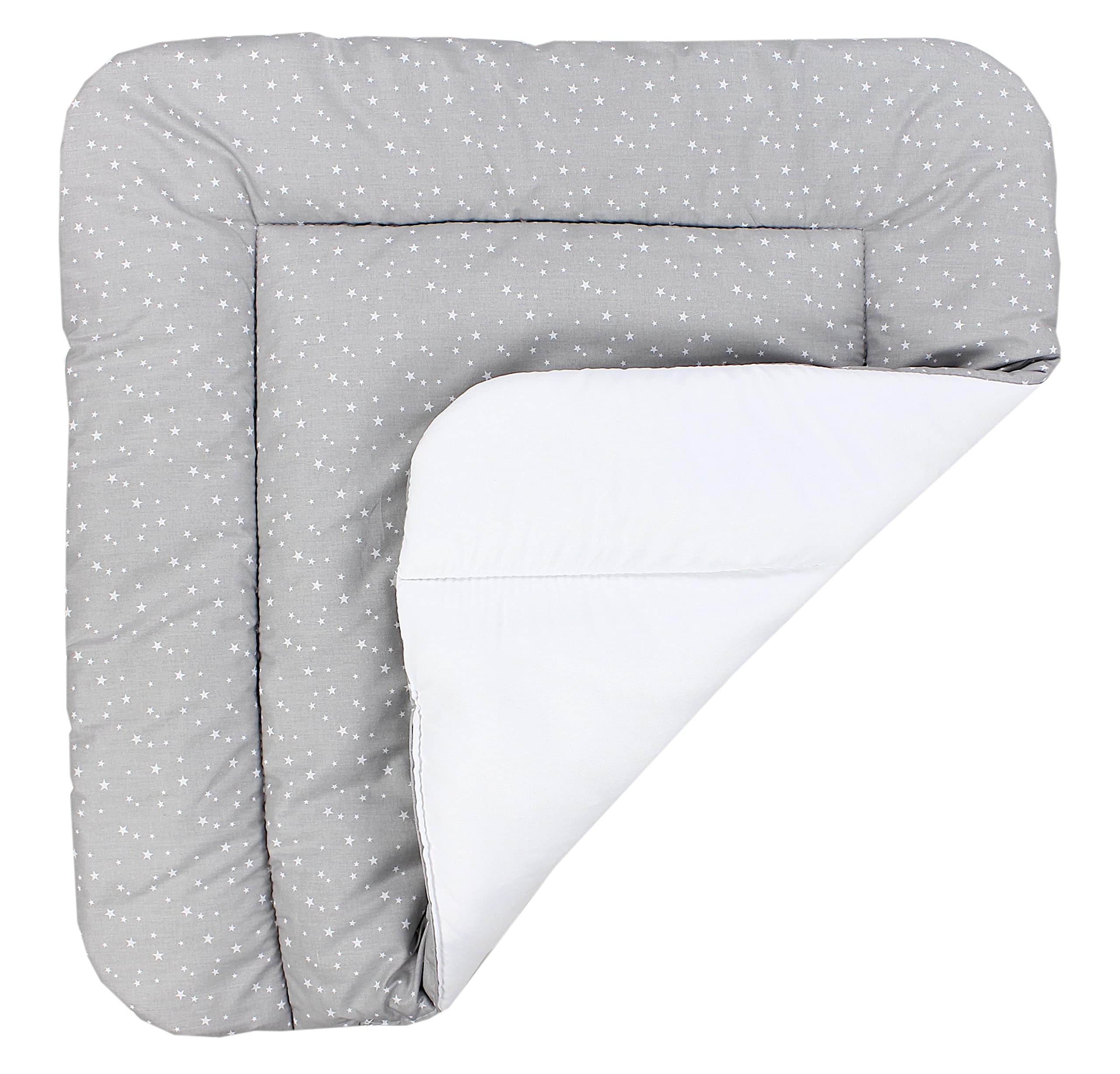 TupTam Baby Wickeltischauflage mit Baumwollbezug Gemustert, Farbe: Kleine Sterne/Grau, Größe: 70 x 60 cm - 4