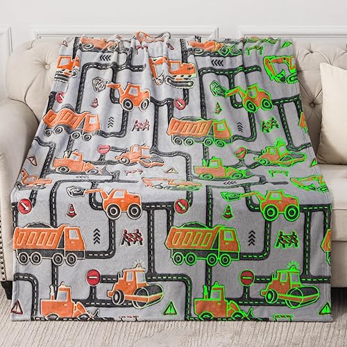 Miniatura 2 de Regalos de excavadora, juguetes para niños  Manta que brilla en la oscuridad, camión de construcción, regalos para cumpleaños, Navidad, Halloween,