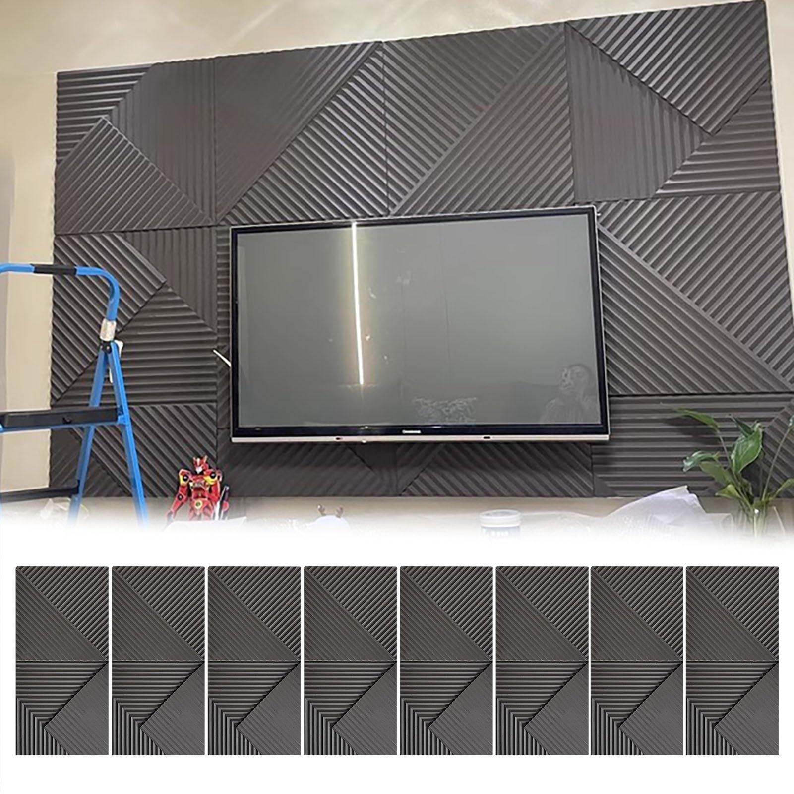 Pannelli Decorativi Pareti Pannelli di Rivestimento Murale con Motivo a Listelli per Ufficio TV, Pannelli di Rivestimento per Pareti Interne, Pannelli Decorativi per Pareti Decorative Fai da Te 120×60
