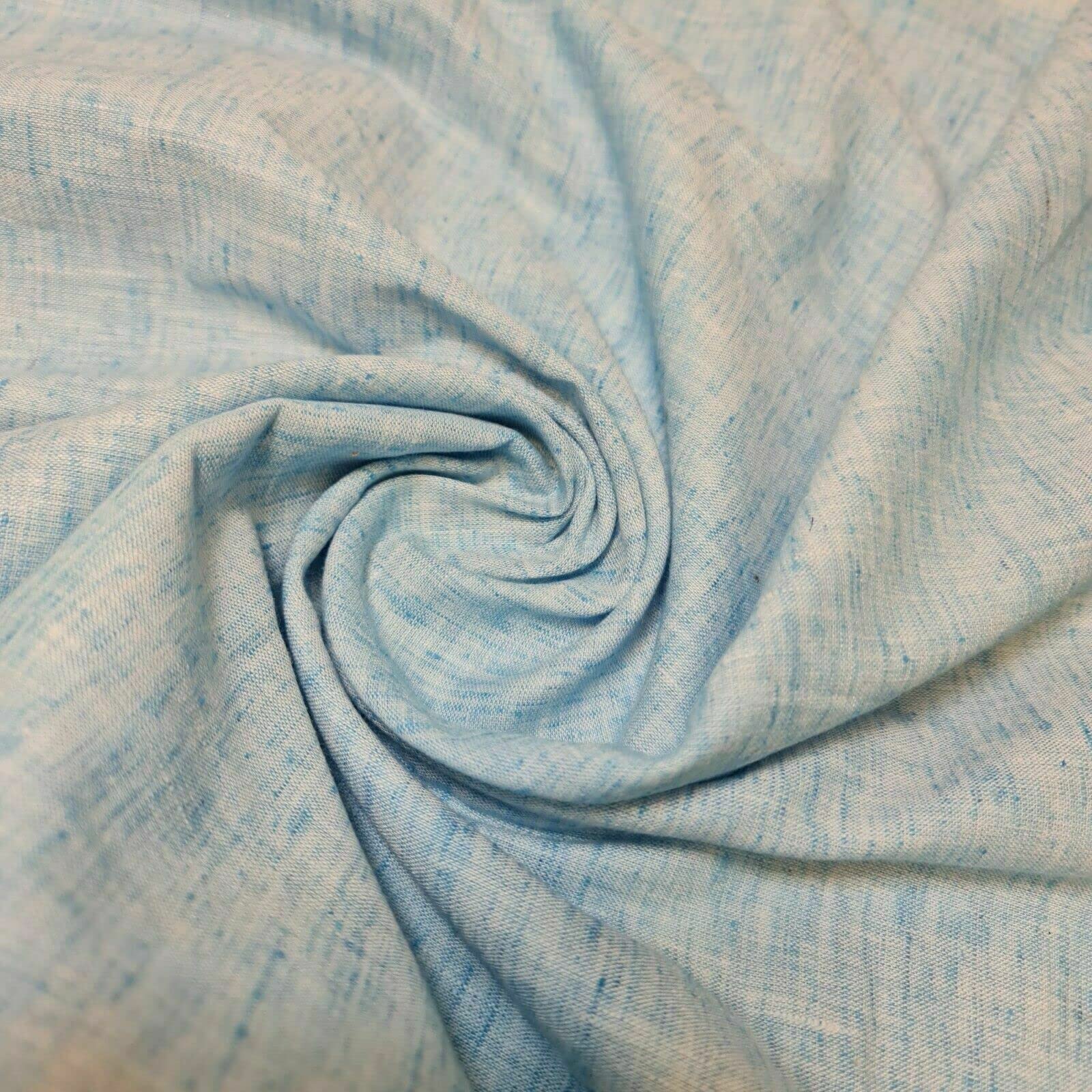 Indischer Stoff aus 100 % Baumwolle, Melange Leinenoptik, weicher Khadi-Popeline, Kleiderstoff, Handwerksstoff, 112 cm breit, verkauft als Vor- und Schnittlängen (10 Meter, Türkis)