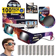 Helioclipse 12/25/50/100 Pack Solar Eclipse Glasses 2026 ISO 12312-2 Certified - Eclipse Glasses Approved - Certified Glasses