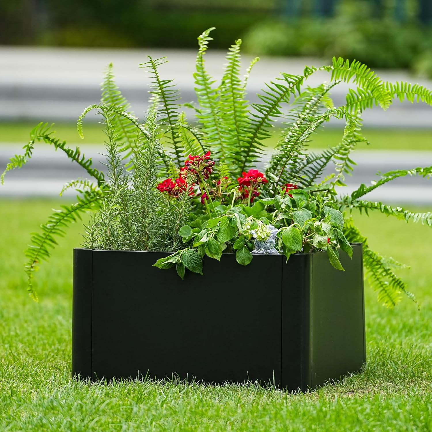Garvee 20" Square Metal Planter Box with Drainage Holes & Rounded Corners, Modern Heavy Duty Steel Raised Garden Bed, Complete Snap-On Kit for Patio, Balcony, Garden Decor