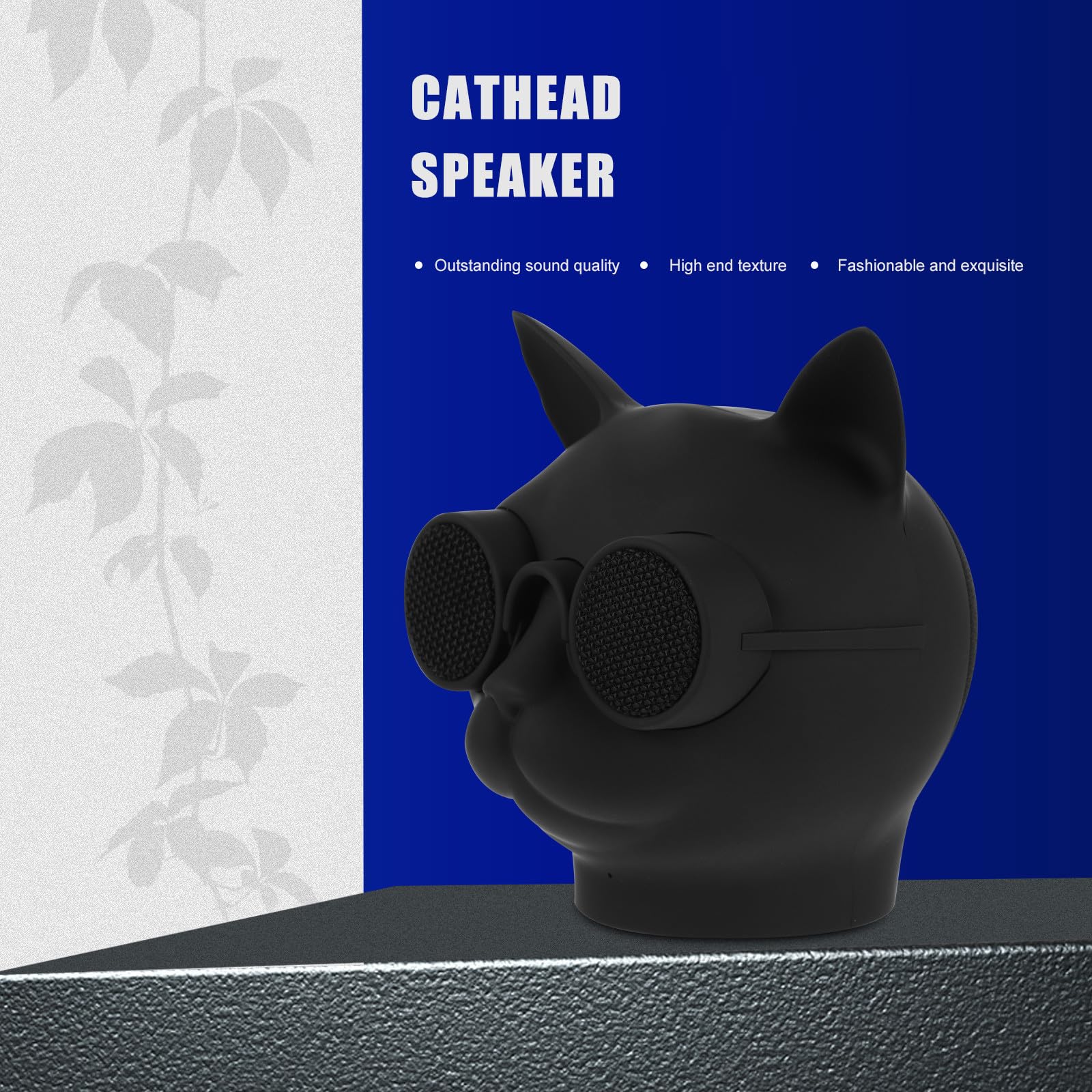UKCOCO Altavoz Inalámbrico Portátil en Forma de Cabeza de Gato Negro Mini Altavoz de Plástico Resistente para Uso en Exteriores y Hogar Conexión Rápida y Sonido Estable