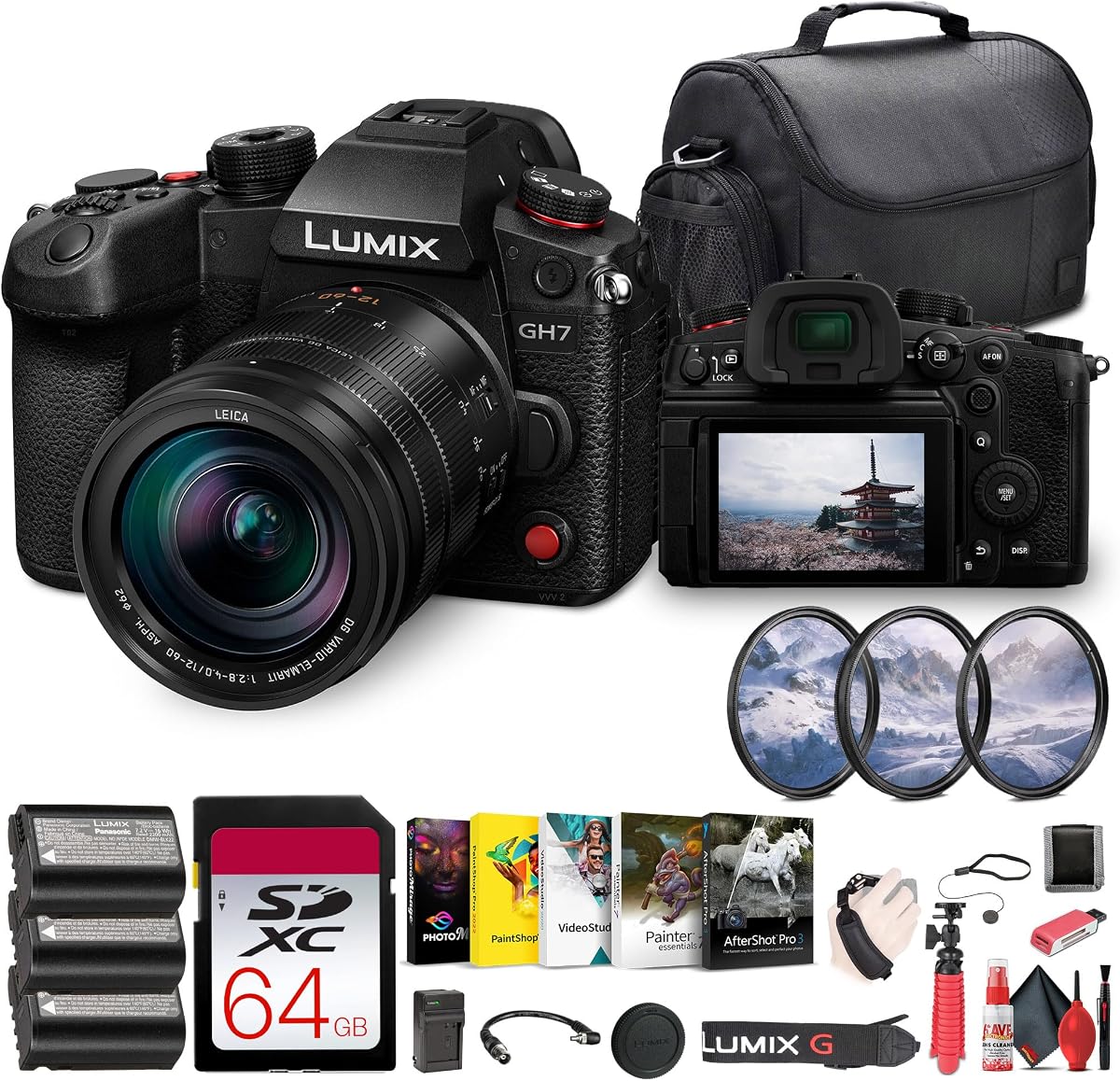 Cámara sin espejo Panasonic Lumix GH7 con lente de 12-60 mm | Micro Four Thirds, vídeo 4K/60P + tarjeta de memoria de 64 GB y más