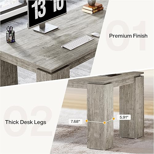 Miniatura 7 de Tribesigns Escritorio de oficina de madera para dos personas de 86 pulgadas, moderno escritorio doble para computadora, mesa de estación de trabajo