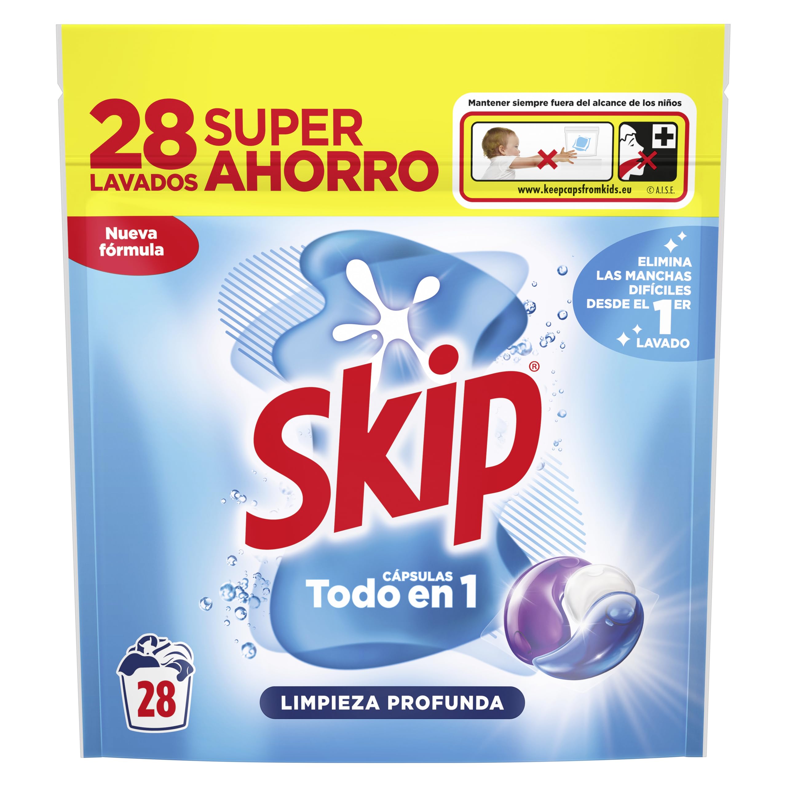Skip Detergente en Cápsulas Limpieza profunda, 6 x 28 lavados