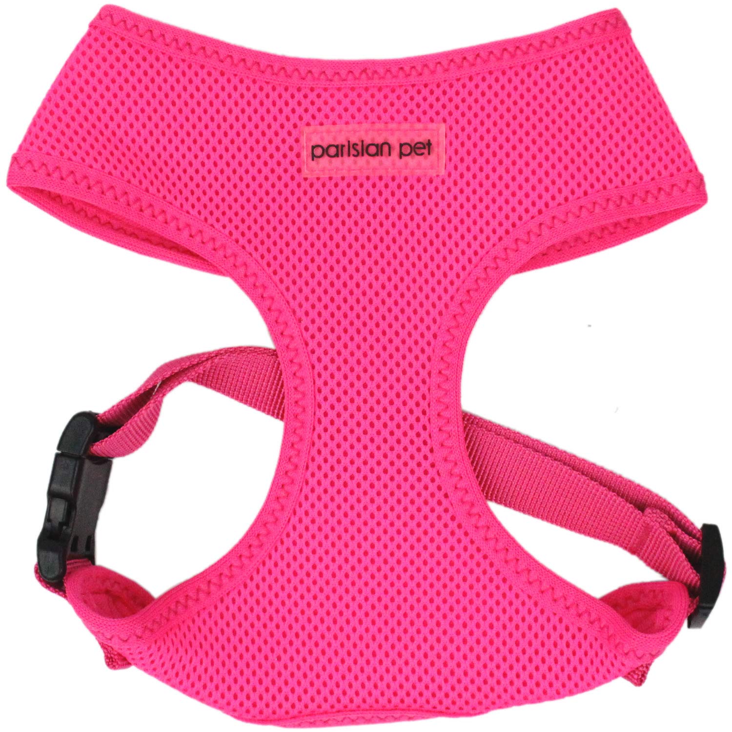 Parisian Pet Dog Harness - Adjustable, No Pull, Soft Padded Mesh Pet Harness for Cats and Dogs - Bright Pink, Size XS