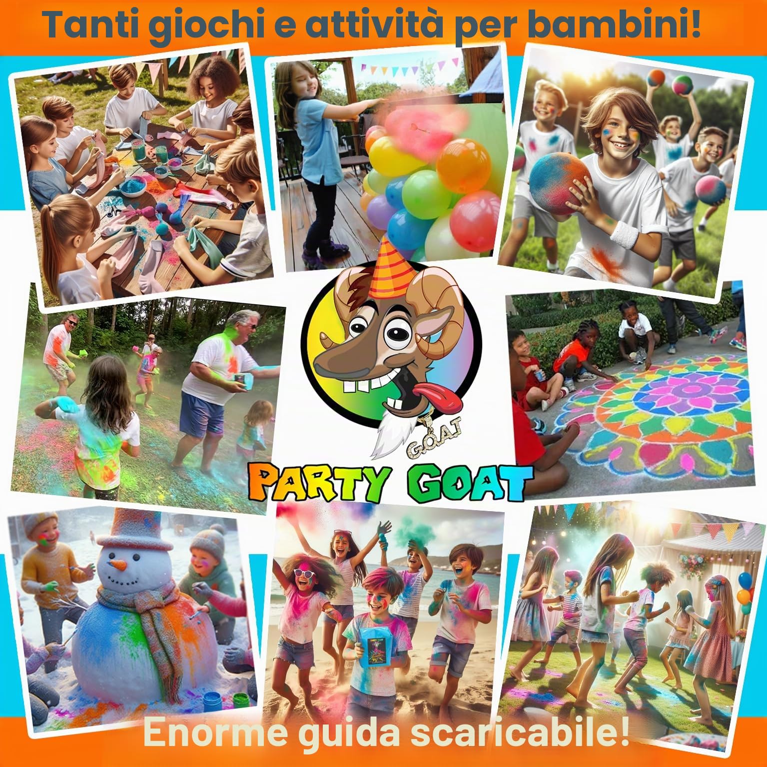 PARTY GOAT Color Run - Bottiglie di polvere da spremere, extra large, 963,9 g, polvere di Holi per guerre colorate, feste e campi estivi, 0,5 kg ciascuna, confezione da 6