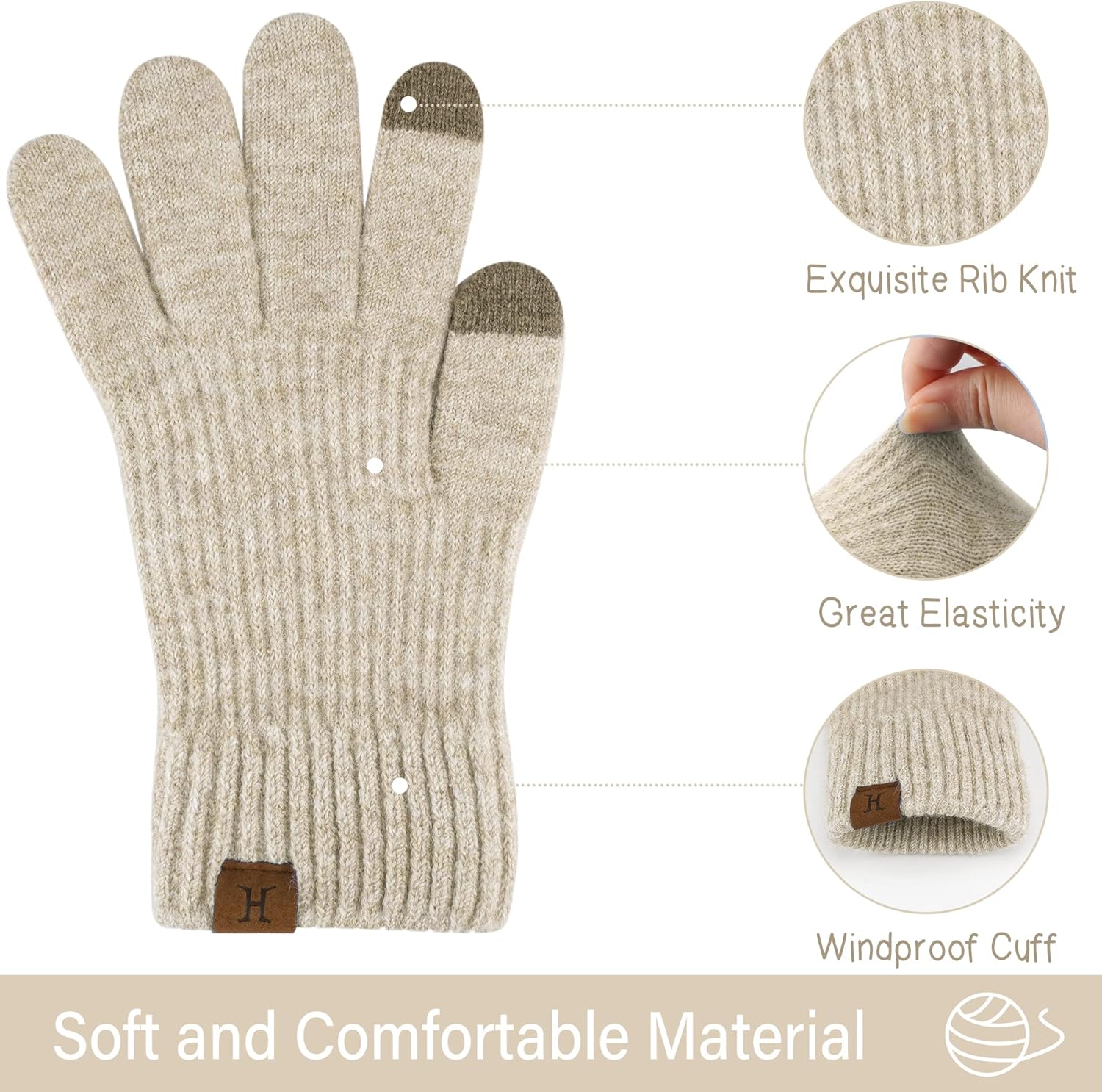 FZ FANTASTIC ZONE Womens Winter Warm Touchscreen Gloves Thermal Knit Cold Weather Gloves for Women - Image 2