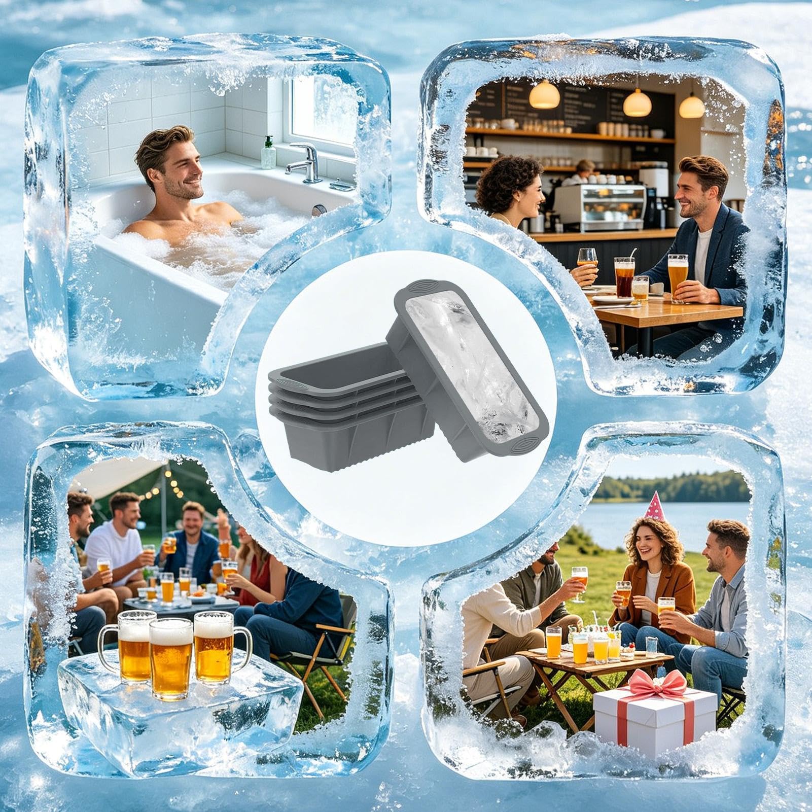 Eisziegelform, groß, Gefrierbehälter, 25 cm, für Zuhause, Küche, Restaurant, Outdoor, Camping, Picknick, Party