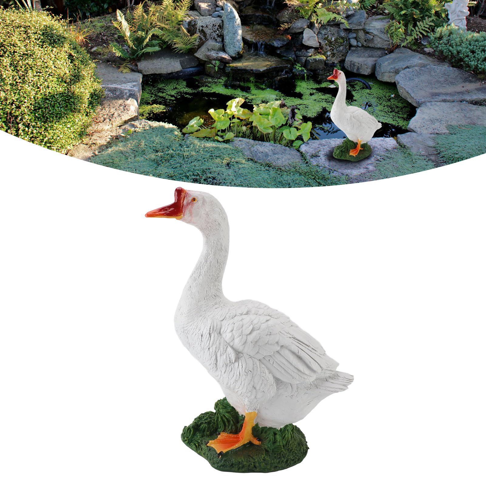 TOPINCN Hochwertige Gans-Figur aus Kunstharz, Gartendekoration, Bauernhoftier-Skulptur für den Außenbereich, Hinterhof, Terrasse, Rasendekoration, Gartenfiguren-Sammler (Stil 1)