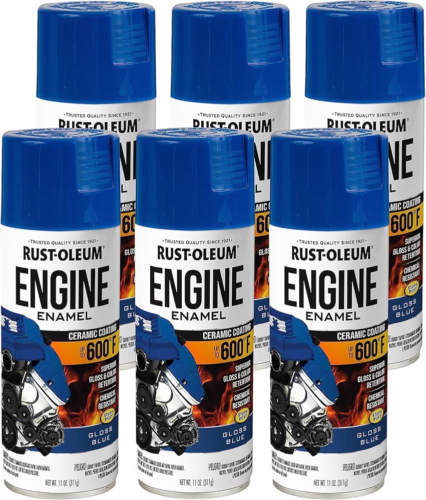 Rust-Oleum 363574-6PK Engine Enamel Spray Paint, 11 oz, Gloss Blue