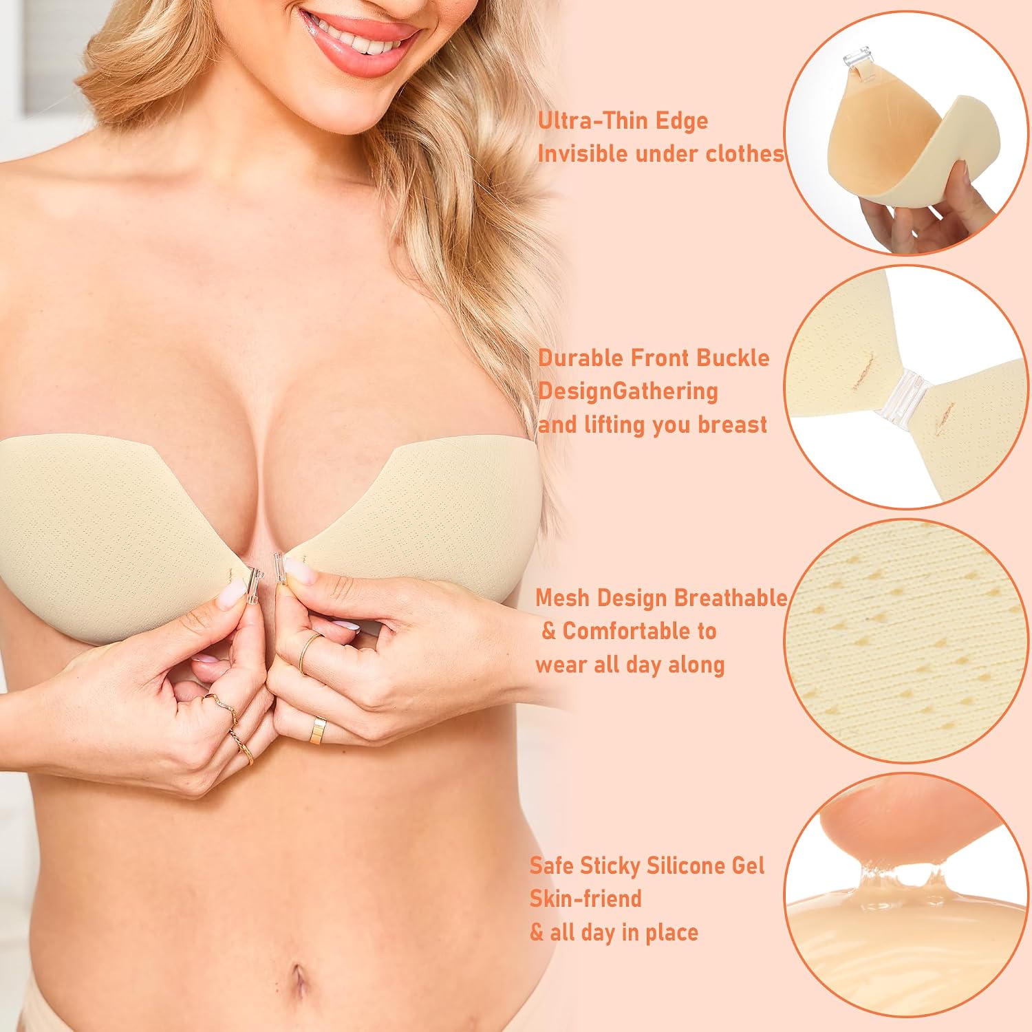 Sticky Bra Push Up for Women Strapless Adhesive Bra For Backless Dress
