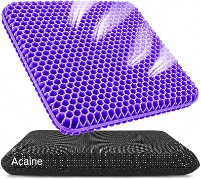 Extra Thick Large Pure Gel Seat Cushion for Long Sitting, Breathable Comfort Cushion for Back, Sciatica, Tailbone & Hip Pain Relief, Washable Portable Cushion for Office Chair, Car, Wheelchair