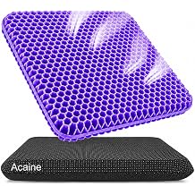 Extra Thick Large Pure Gel Seat Cushion for Long Sitting, Breathable Comfort Cushion for Back, Sciatica, Tailbone &amp; Hip Pain Relief, Washable Portable Cushion for Office Chair, Car, Wheelchair