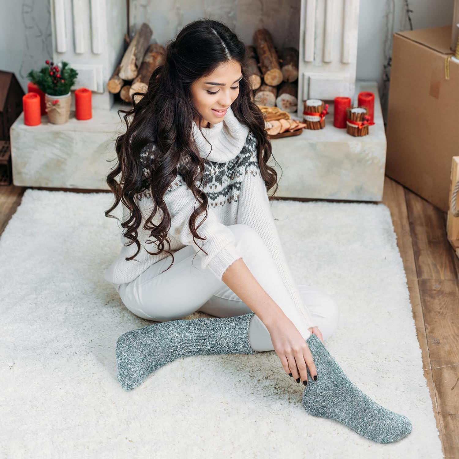 Newcotte 60 Pairs Winter Thermal Socks Bulk Thick Soft Warm Socks for Women Men Unisex Christmas Donation Charity Gifts - Image 6