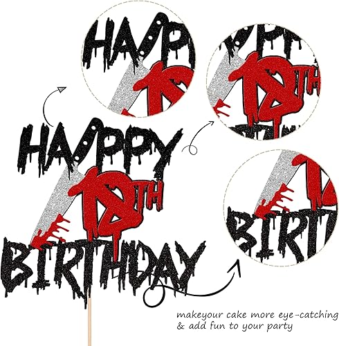 Miniatura 10 de 25 piezas de decoración de cupcakes de película de terror con decoración de pastel de cumpleaños Have a Killer No You Hang Up Killer Birthday