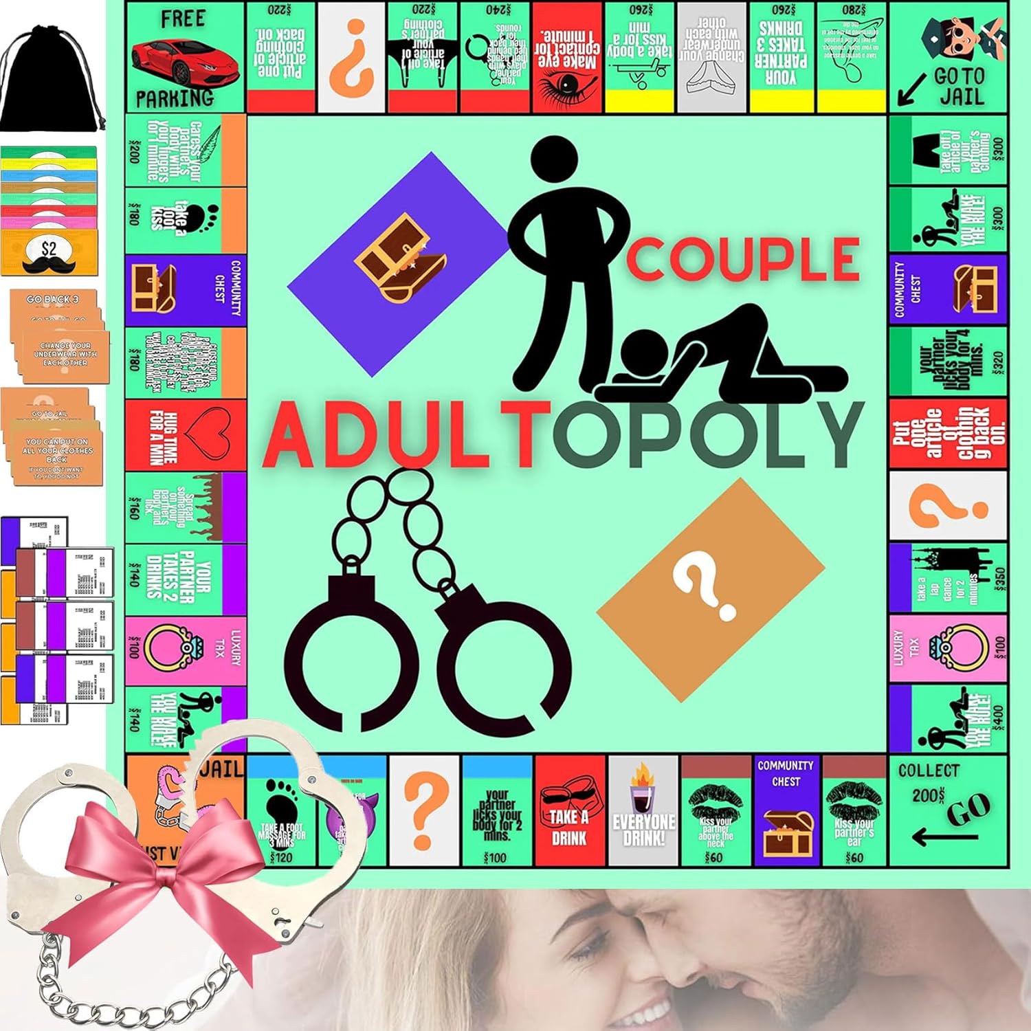 Adultopoly Board Game, Couple Board Game, Couple Adult Opoly Board Game, Date Night