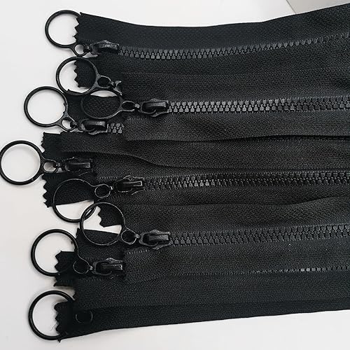 Miniatura 8 de Cremalleras de resina, 10 unidades de cremalleras que no separan con tiradores de anillo, cremalleras de plástico #3, cierre de cierre para ropa,