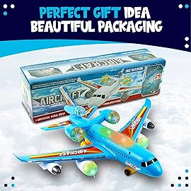 Toysery Airplane Toys for Kids, Bump and Go Action, Toddler Toy Plane with LED Flashing Lights and Sounds. Ideal for Boys & Girls 3-12 Years Old (Airbus A380) (Airplane)