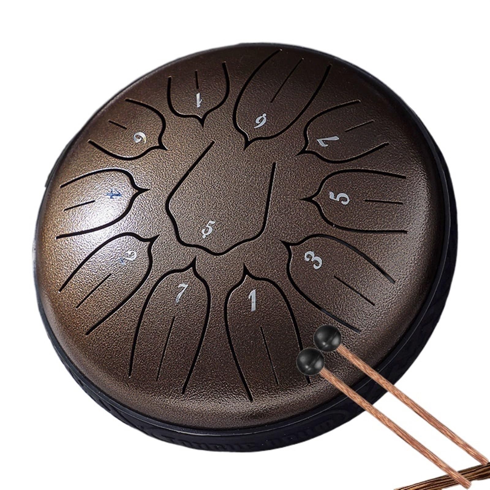 Tamburo con Lingua in Acciaio Tamburo da 6 Pollici con 11 Note Tamburo etereo D5 for Strumenti Musicali handpan for Principianti per Recital, concerti(Green)
