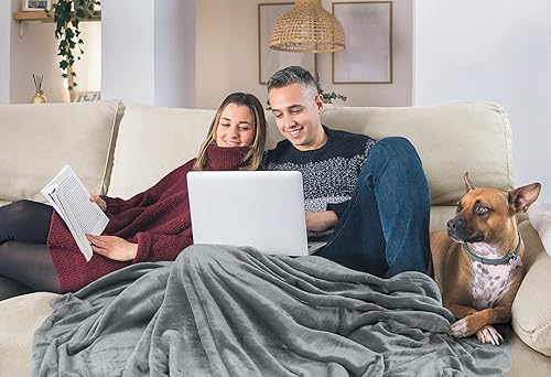 Miniatura 5 de Utopia Bedding Manta de forro polar, tamaño King, color gris ceniza, 10.58 ozm, de lujo, mullida, suave y antiestática de microfibra (90 x 102