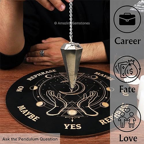 Vista 6 de Péndulo de cristal para adivinación - Cristales de radiestesia certificados y piedras curativas para el equilibrio del chakra y meditación - Mejora