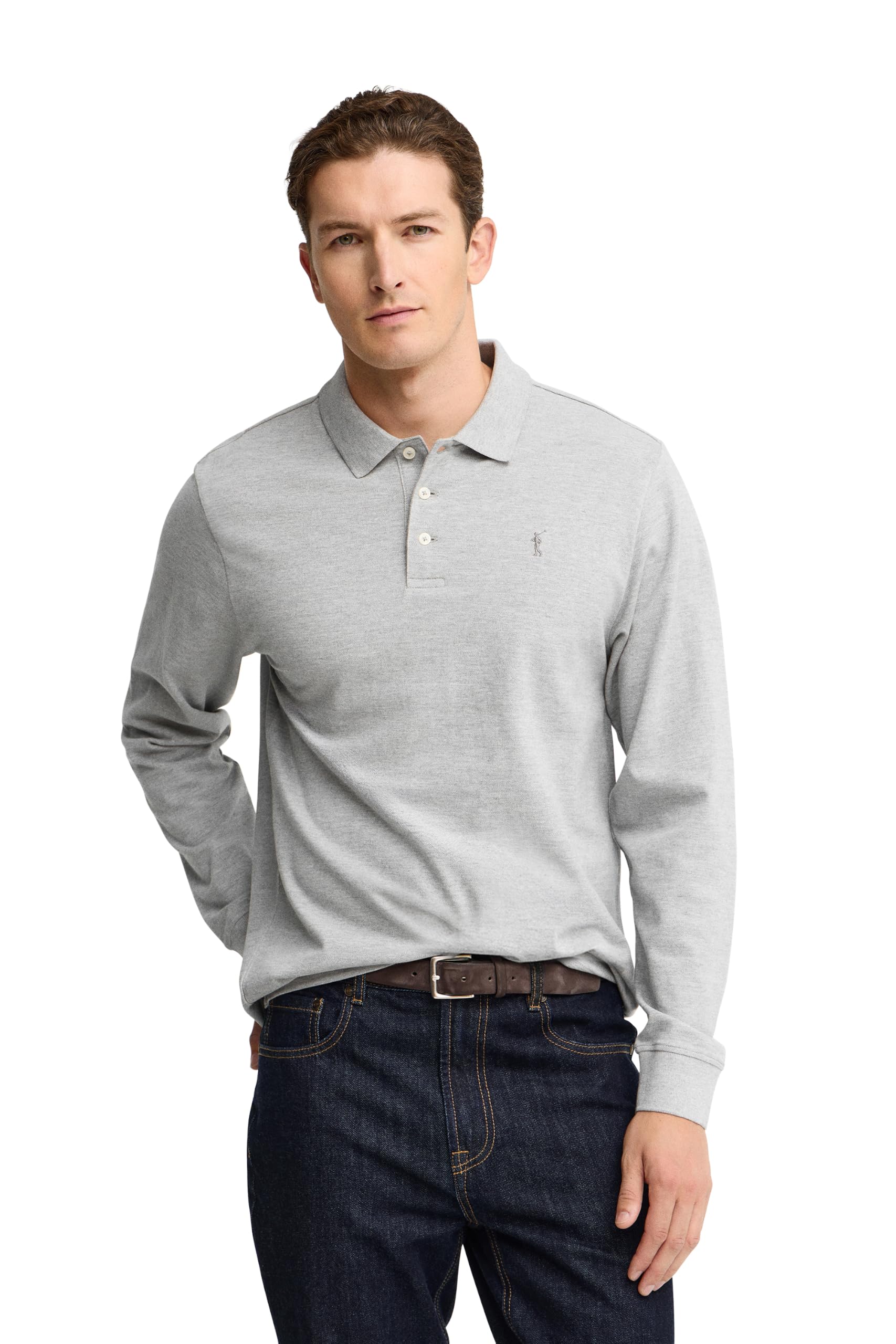 Polo Club Polo Elegante Uomo Manica Lunga Ricamo con Logo - 100% Cotone -
