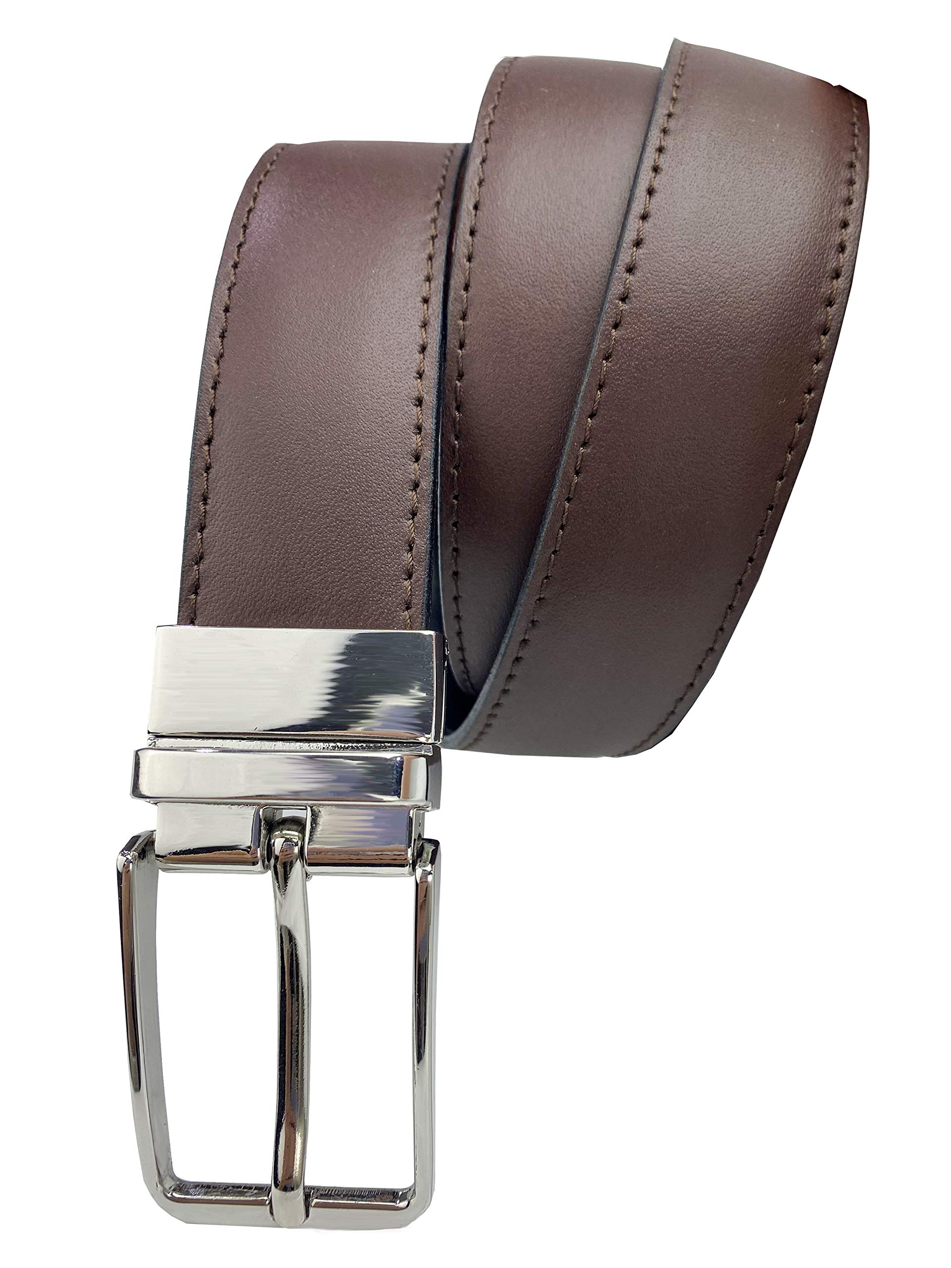 Cintura reversibile 30 Montaigne Pelle di vitello liscia marrone tabacco e avorio chiaro, 20 mm