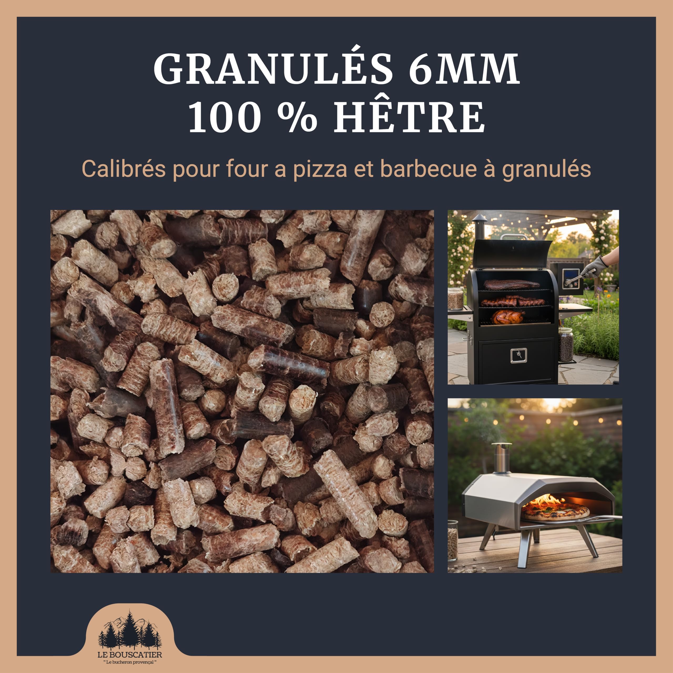 10L Granulés 100% Hêtre pour Barbecue & Four à Pizza, Pellets de Fumage Naturels, Haute Qualité, Arôme Bois Hêtre – Cuisson Grillades, Viande, Poisson & Pizza - Fabrication française