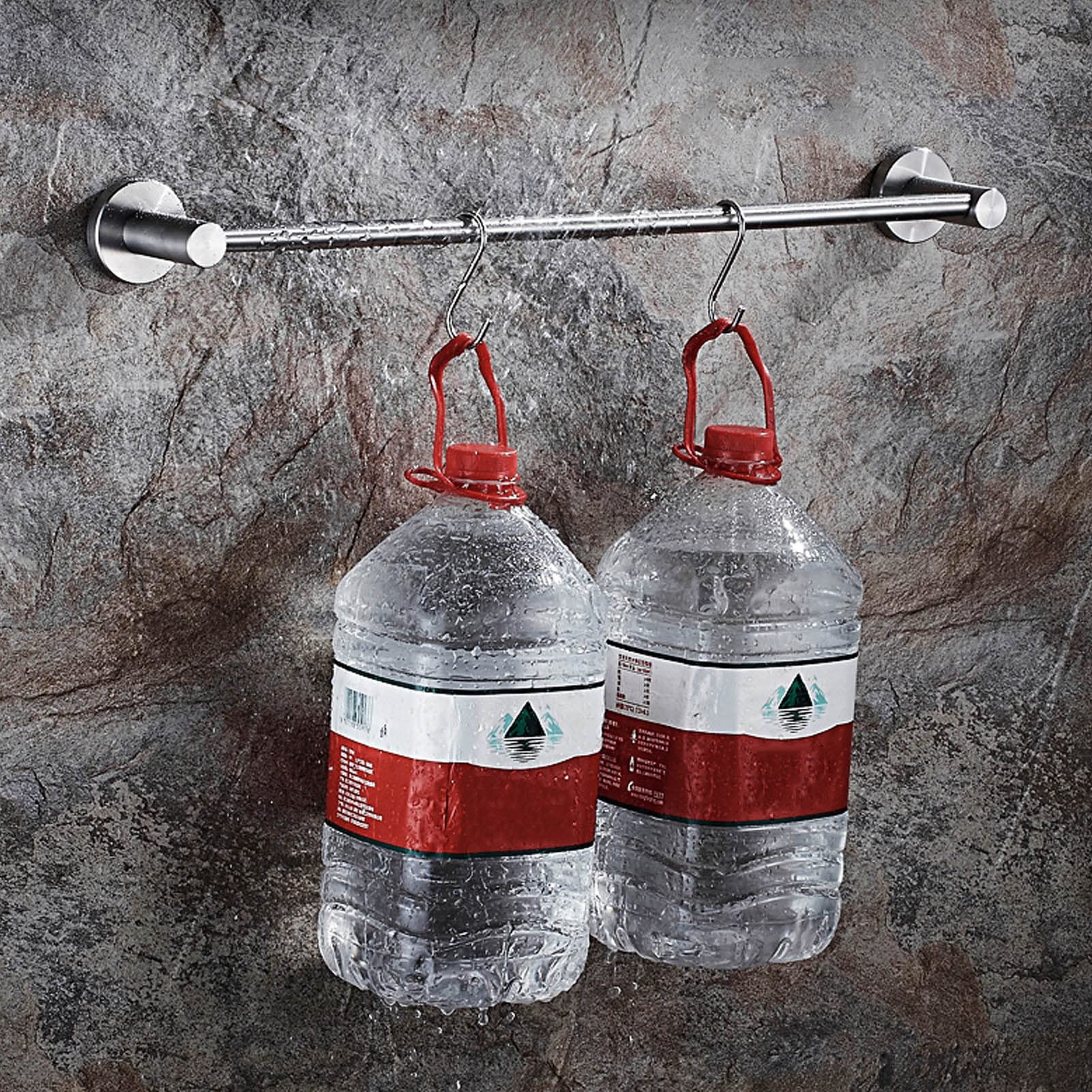 Portasciugamani da cucina e bagno in acciaio inox, 30 x 120 cm, multicolore, con 5 ganci di diverse dimensioni