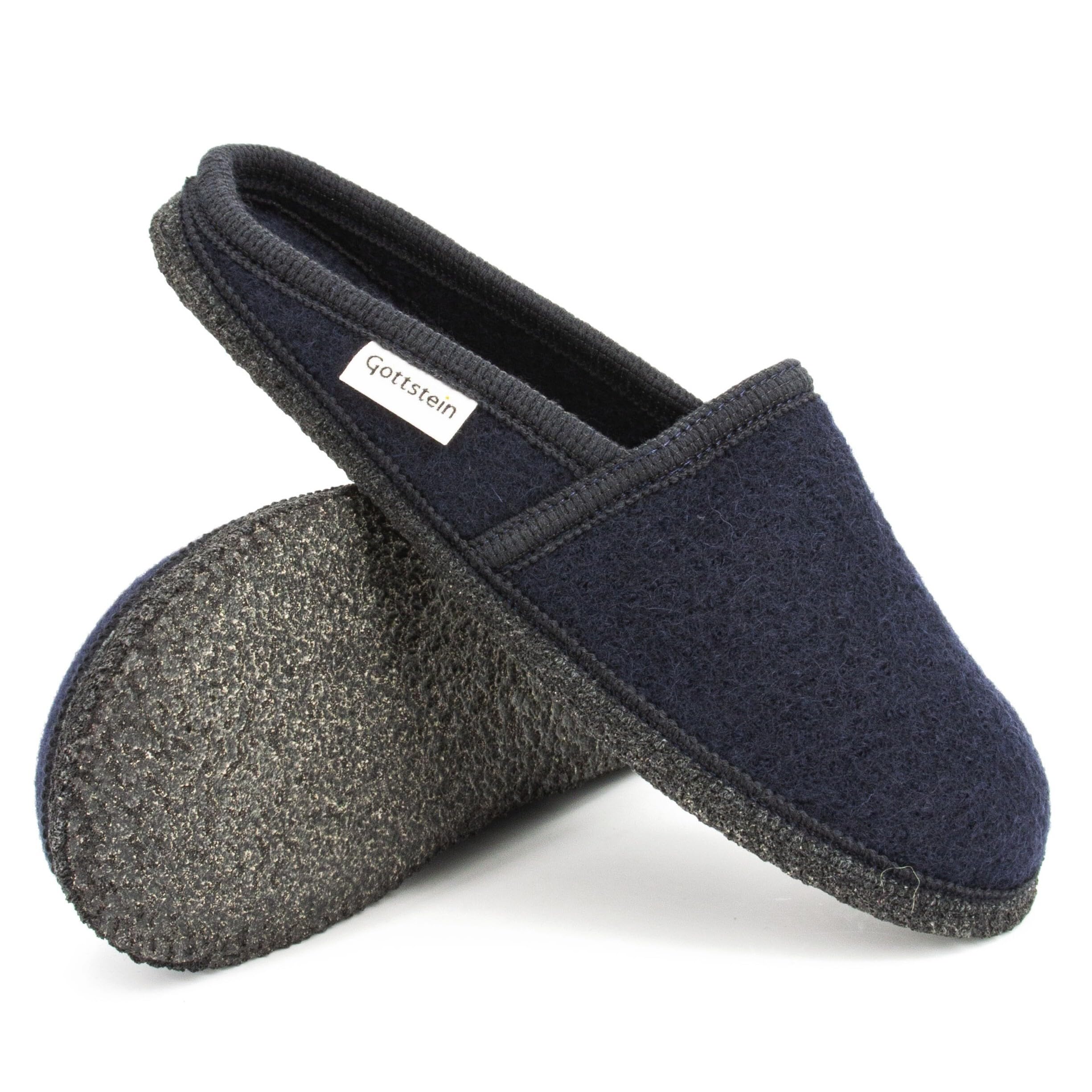 Gottstein Filzpantoffel Villach aus Mulesing-freier Schaf-Schurwolle – Handgefertigte Hausschuhe aus Wollfilz für Damen & Herren Größe EU 36-46 – Patentierte naturub® Naturkatschuksohle