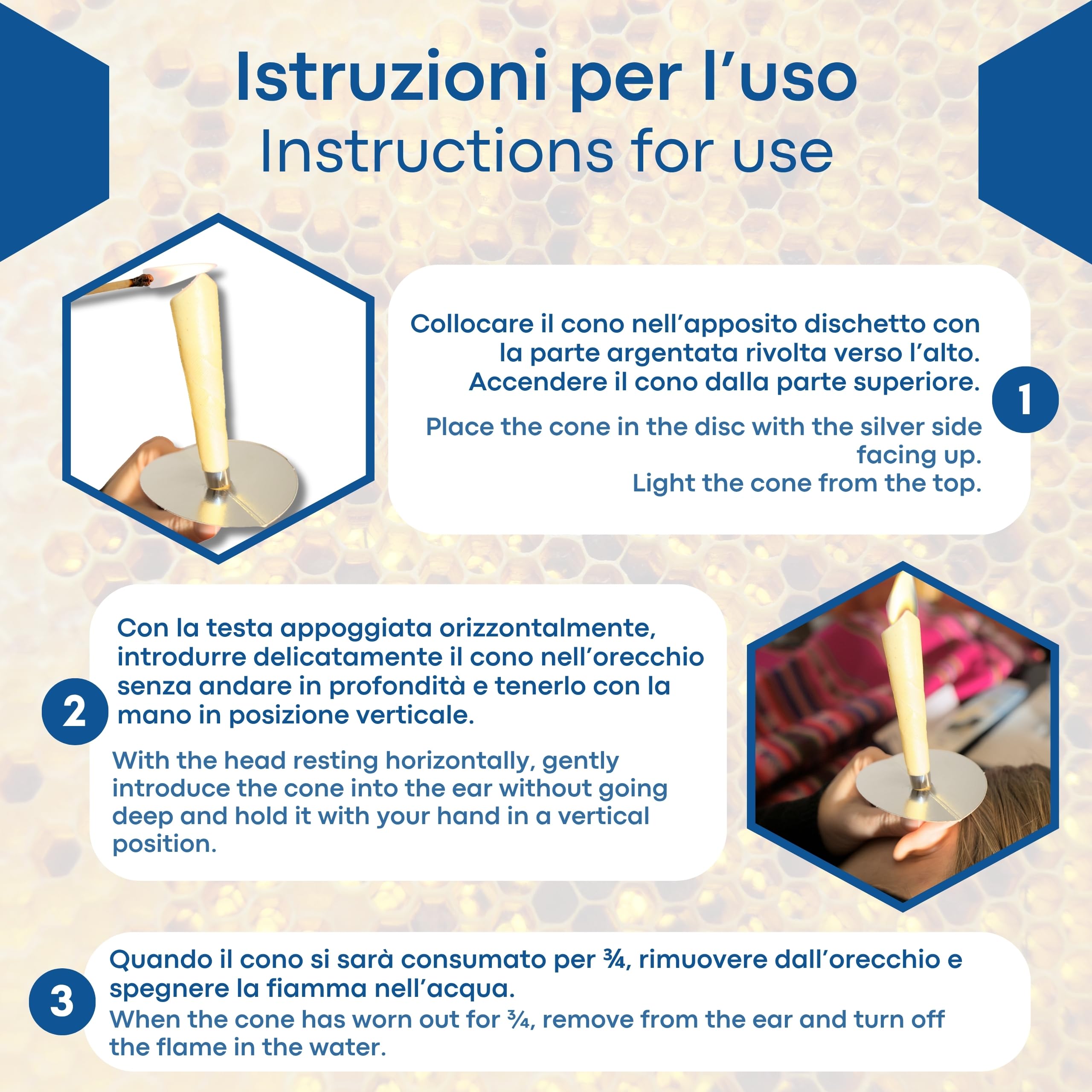 2 Coni per Orecchie con Cera d’Api Naturale, Pulizia Auricolare Sicura e Delicata, Monouso con Dischi Protettivi Anticera