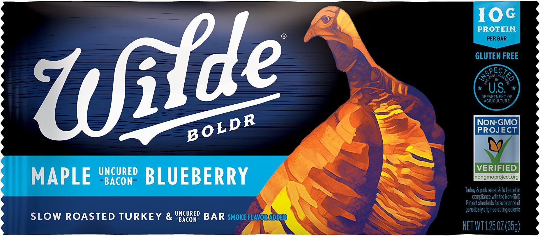 Wilde Brands Premium Lean Meat Snack Bars (15 Bars) (Maple Bacon Blueberry)