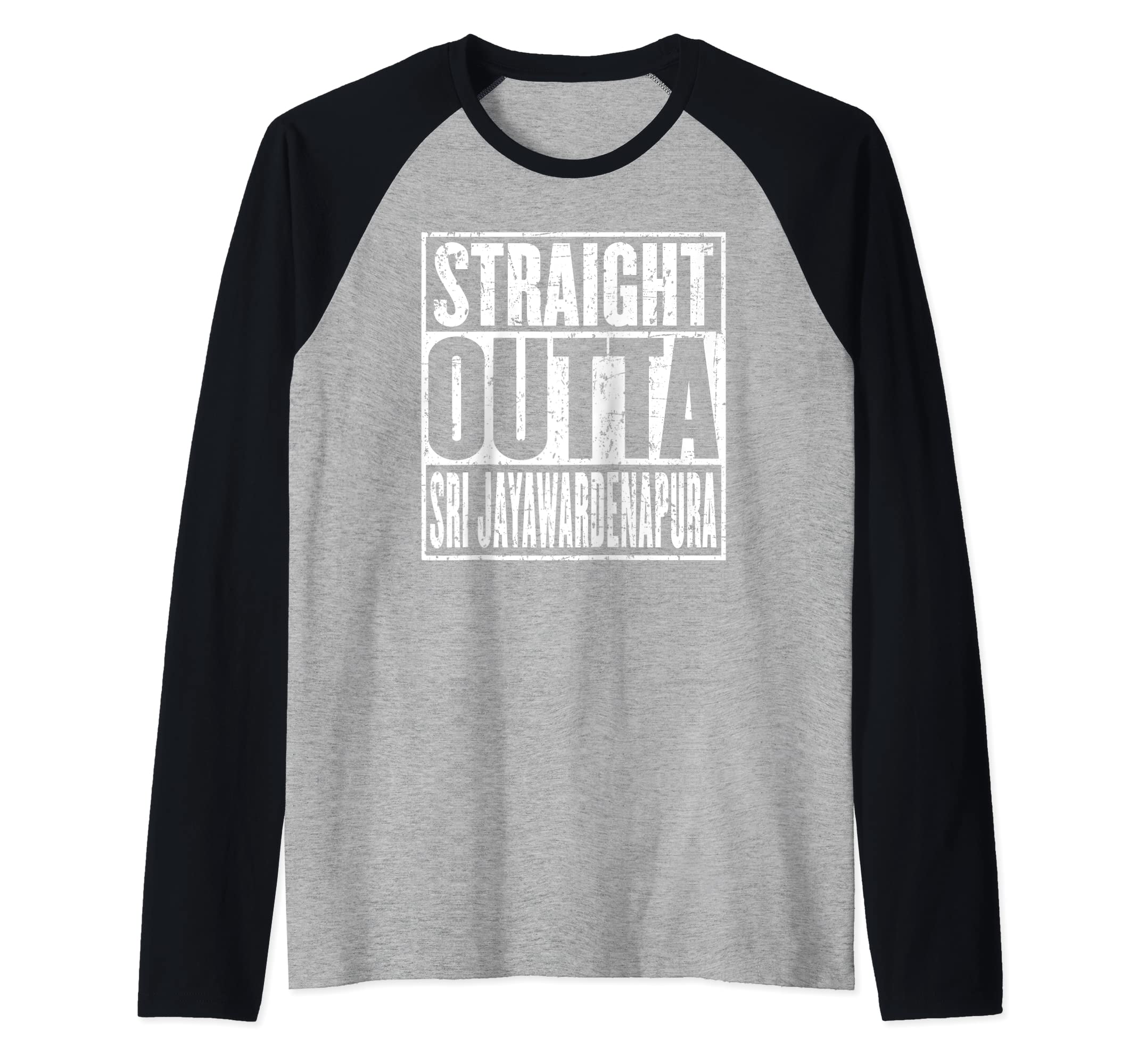Straight Outta Sri Jayawardenapura Kotte Vintage Distressed Raglan Baseball Tee