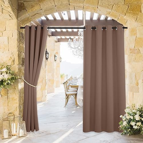 RYB HOME - Cortinas para exteriores, impermeables, proporcionan privacidad, bloquean luz ultravioleta, aislamiento térmico, 52 pulgadas de ancho x