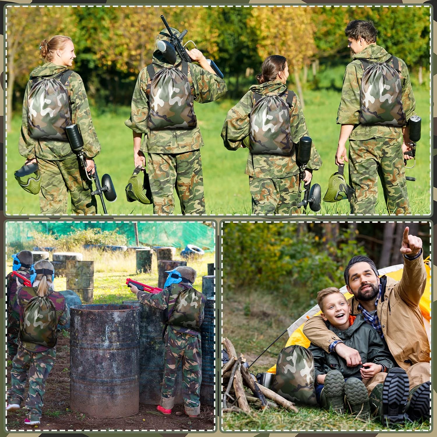 Tondiamo 12 Pcs Camo Bag Drawstring Backpack Camouflage Drawstring Bags Army Cinch Camo Polyester Pack Bulk Woodland Backpack(Classic,13.4 x 16.9 Inch) - Image 5