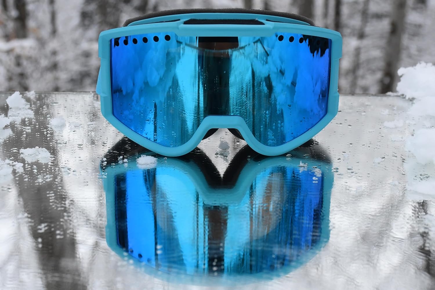 MDXONE kids ski snowboard Goggles toddlers boys girls youth Anti UV Anti Slip Anti-Fog age 3-14 (AQUA)