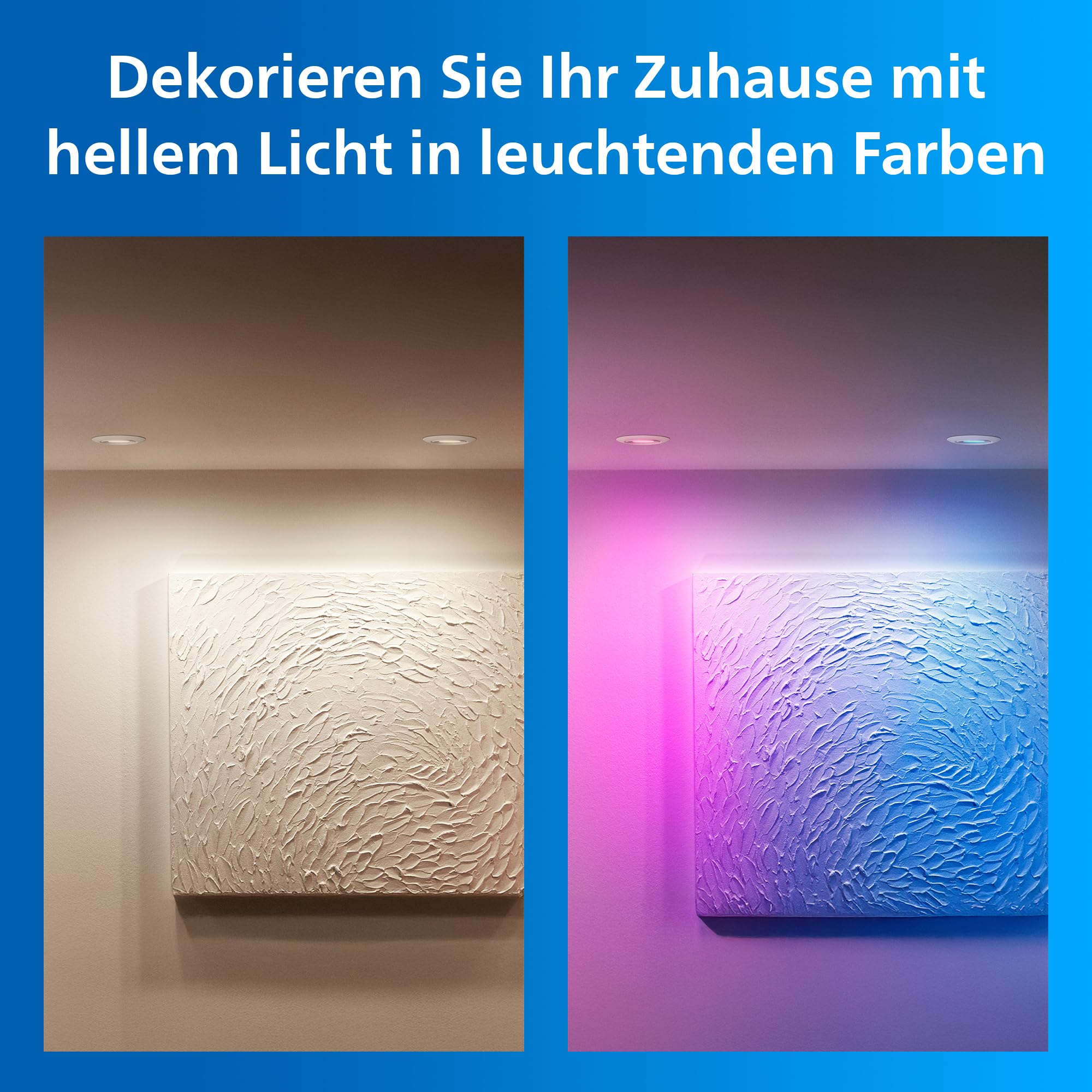 Philips Smart Lighting GU10-Deckenleuchten-Set, 4er-Pack, Weiß und Farbe Einstellbar, Komplettlösung, Schwenkbarer Kopf, Dimmbar, App-Steuerung, Sprachsteuerung, Weiß
