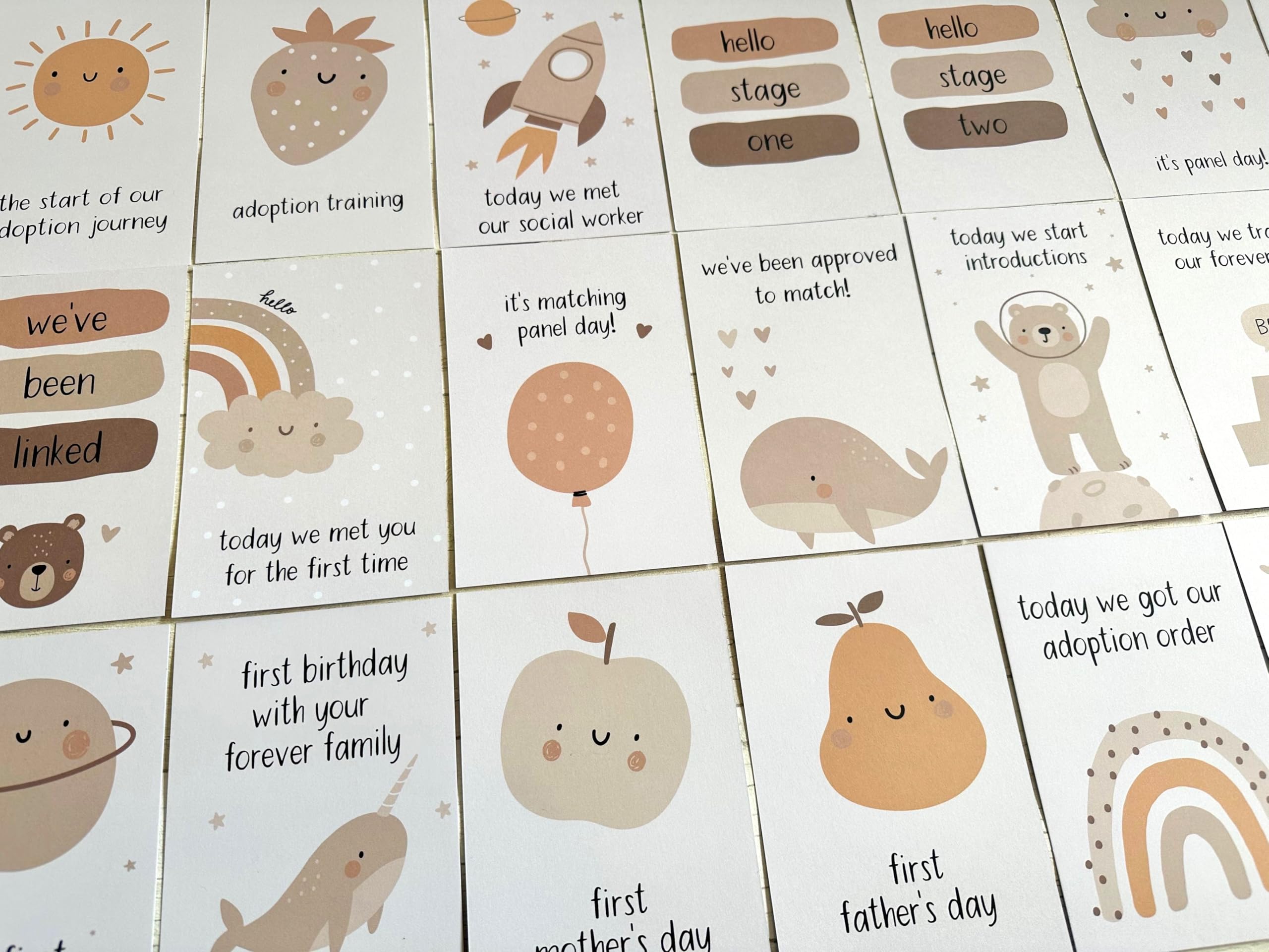 Gender Neutral Adoption Milestone Cards, Adoption Journey Memory Keepsake, LGBTQ+, Solo Adoptive Parents