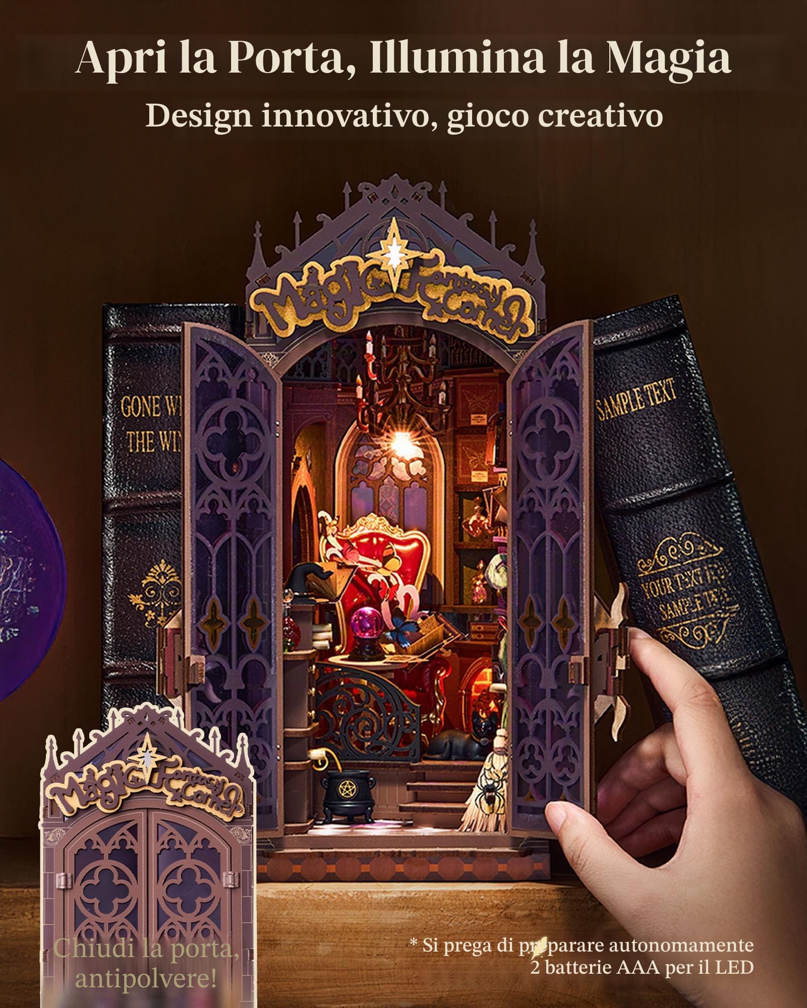 ROBOTIME Kit Angolo Lettura per Adulti – Angolo Magico Fantasy, Kit Casa in Miniatura Fai da Te, Decorazione per Libreria Booknook, Regalo Creativo per Adolescenti e Adulti