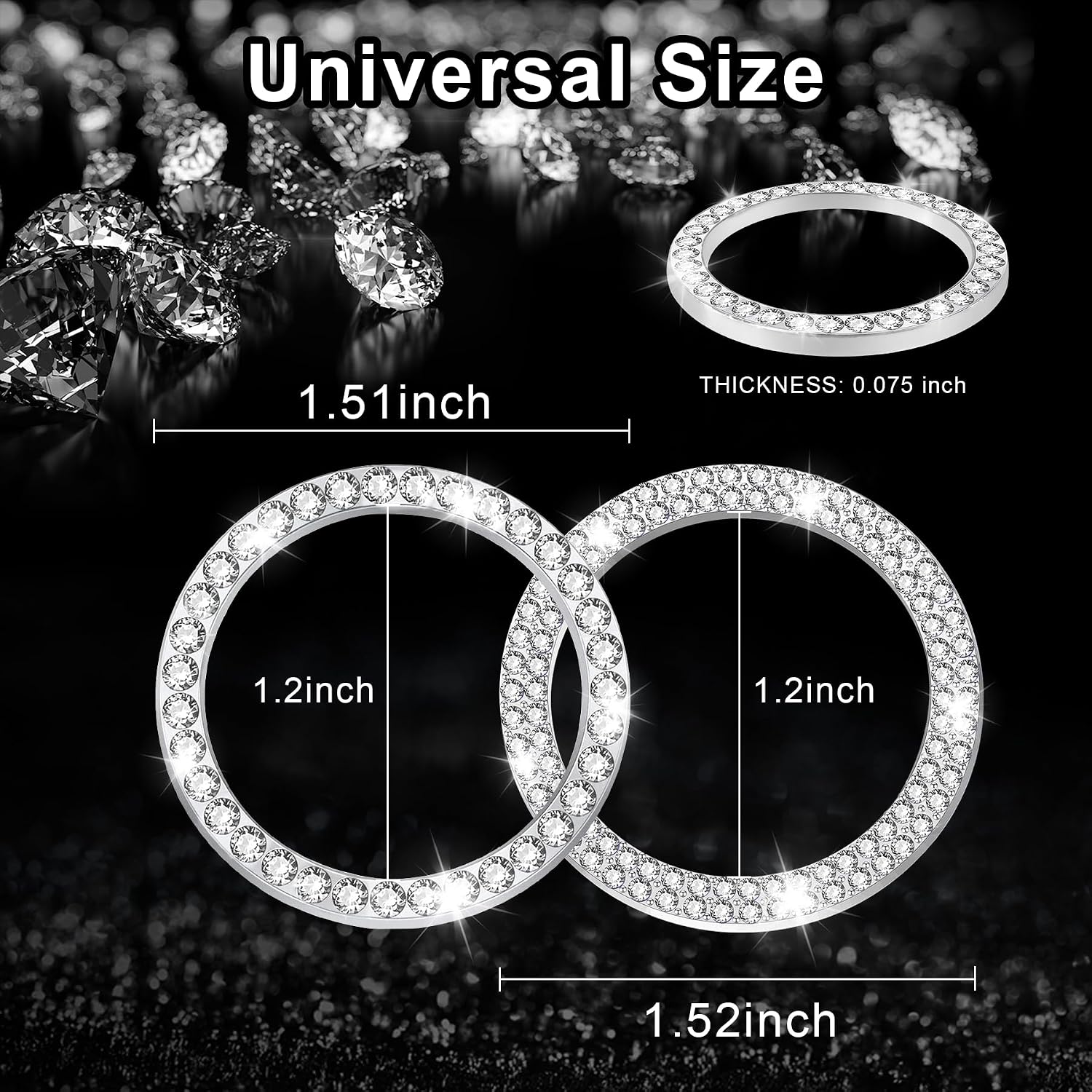 LivTee 2 PCS Crystal Combinatorial Rhinestone Engine Start Decoration Ring, Push to Start Button Cover, White image 4