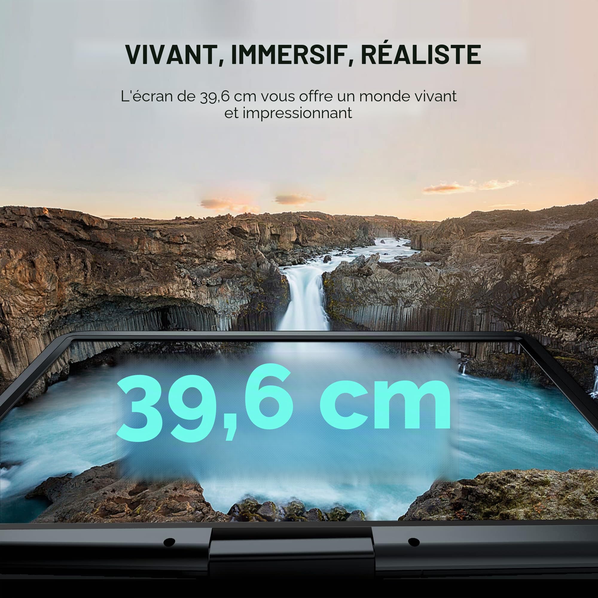 SUNPIN Lecteur DVD Portable 17.9" avec écran HD pivotant 15,6 Pouces, Haut-parleurs stéréo&Double Prise Casque, Batterie Rechargeable 6 Heures, Soutien Sync TV/USB/SD Card, Noir