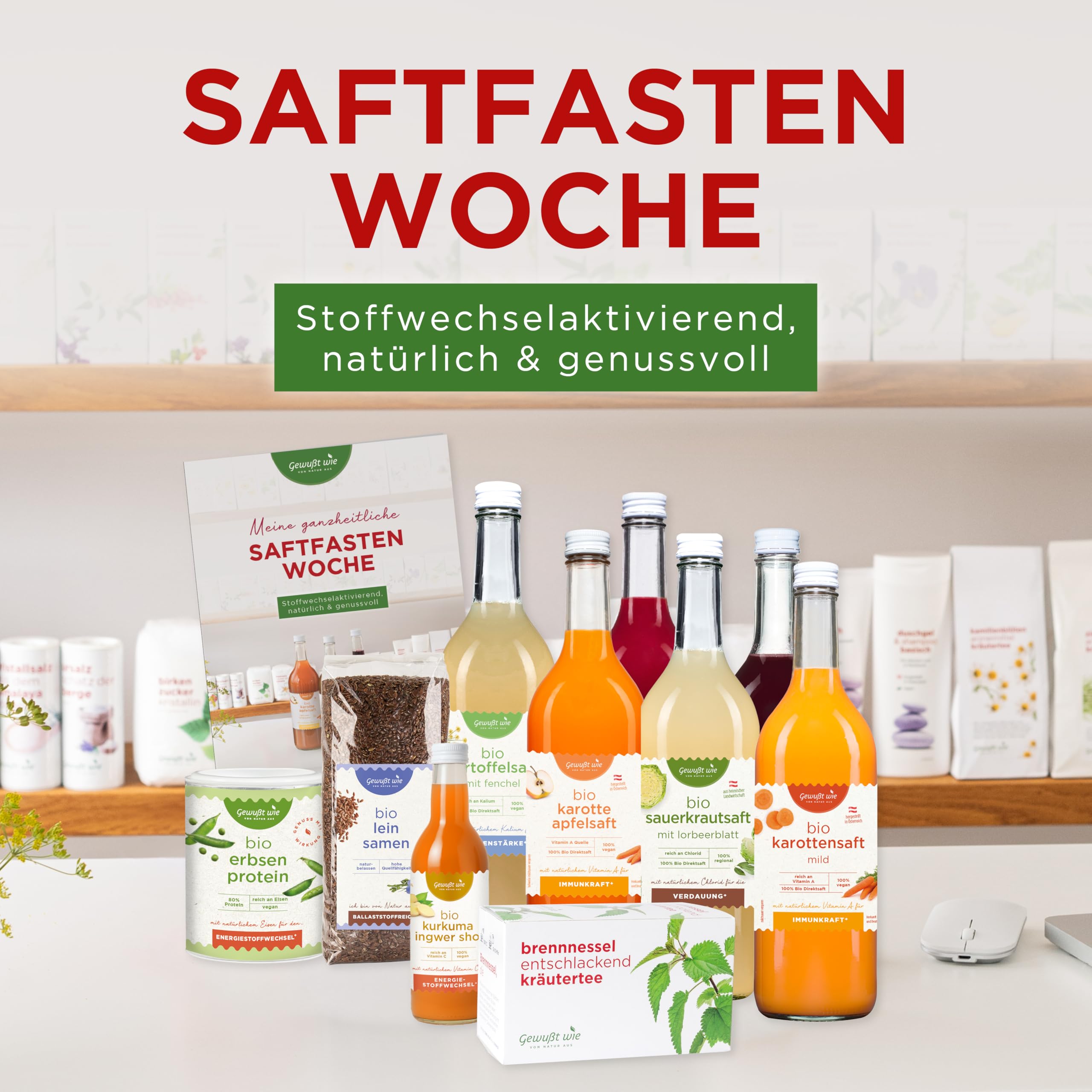 Gewußt wie Bio Saftfasten Woche | 5-Tage Detox Saftkur Komplettset Mit Bio Säften Zur Entschlackung & Energie | Vegan | Inklusive Anleitung