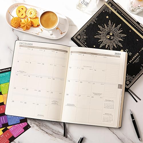 Miniatura 7 de Agenda 2024  Agenda semanal mensual grande 2024, 8.5 x 11 pulgadas, enero 2024 a diciembre 2024, agenda de cubierta de cuero 2024 con papel grueso,