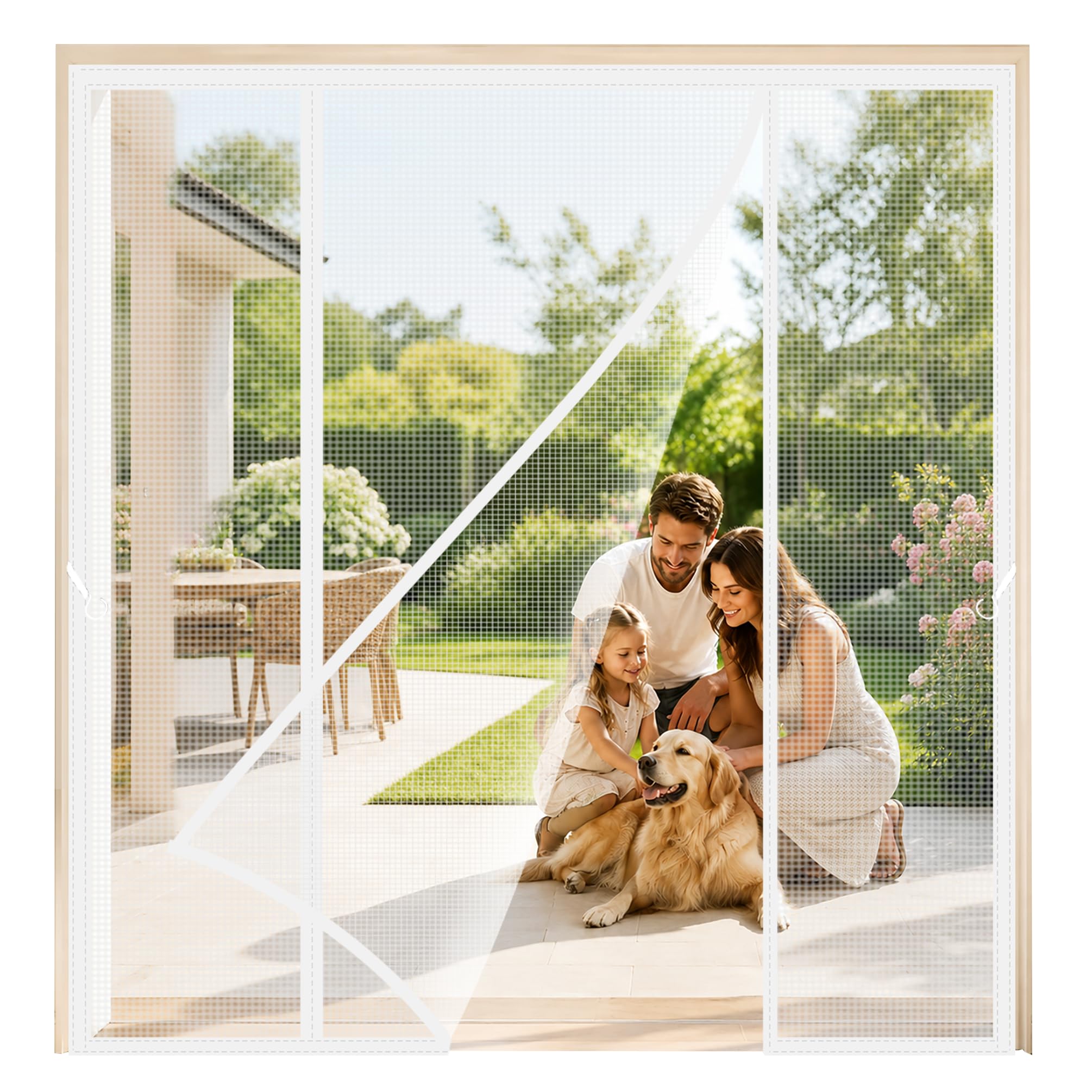 Magnetic French Door Screen White 170x265cm Enjoy a Cool Breeze Without the Worry of Mosquitoes Perfect for Pet-Friendly Homes