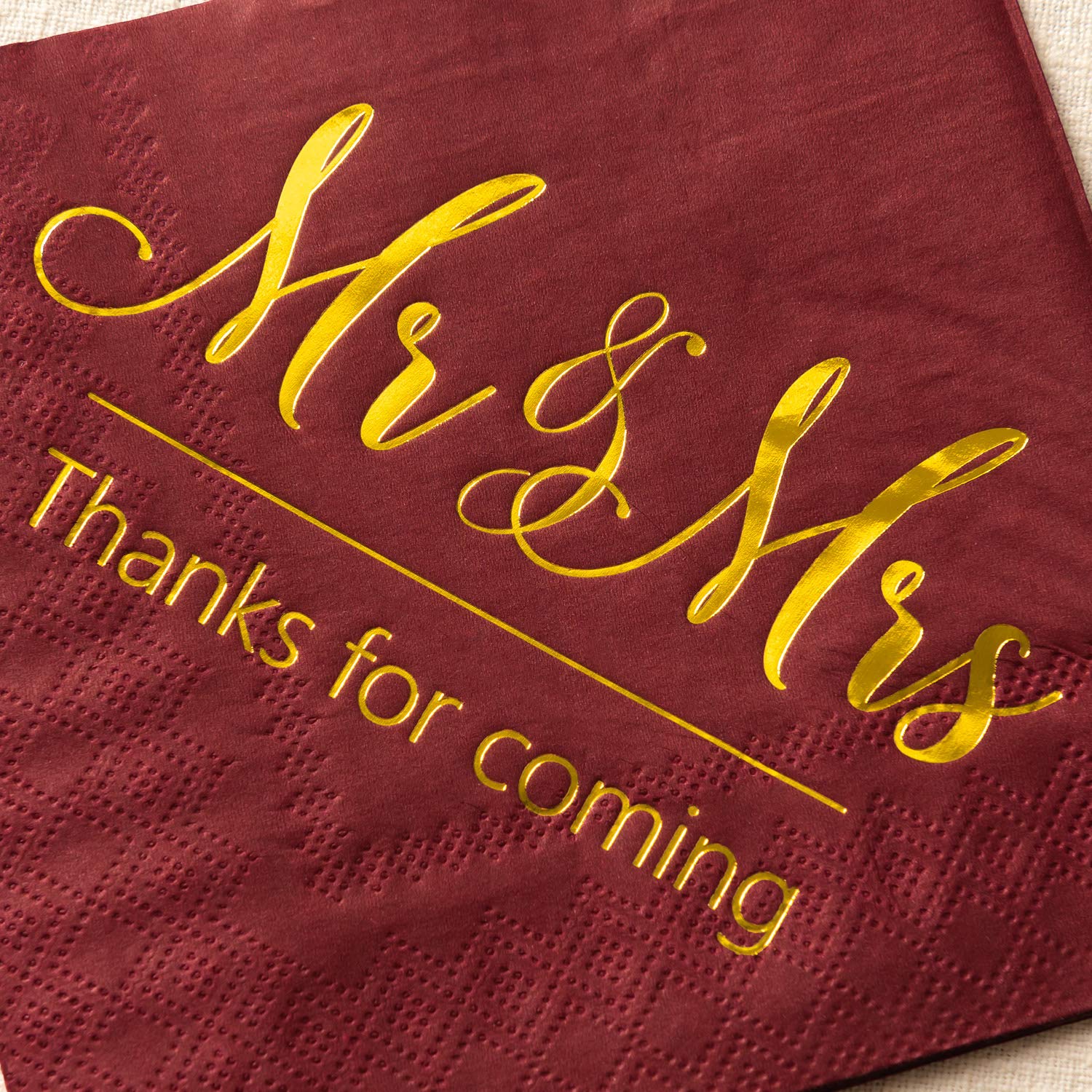 Mr & Mrs Wedding Napkins - Gold & Red -6