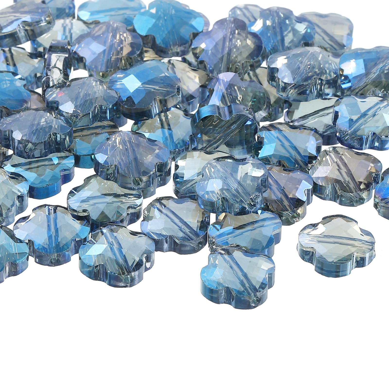 Perles cristal clair trèfle pour créer vos bracelets d'été bleus faits main en verre