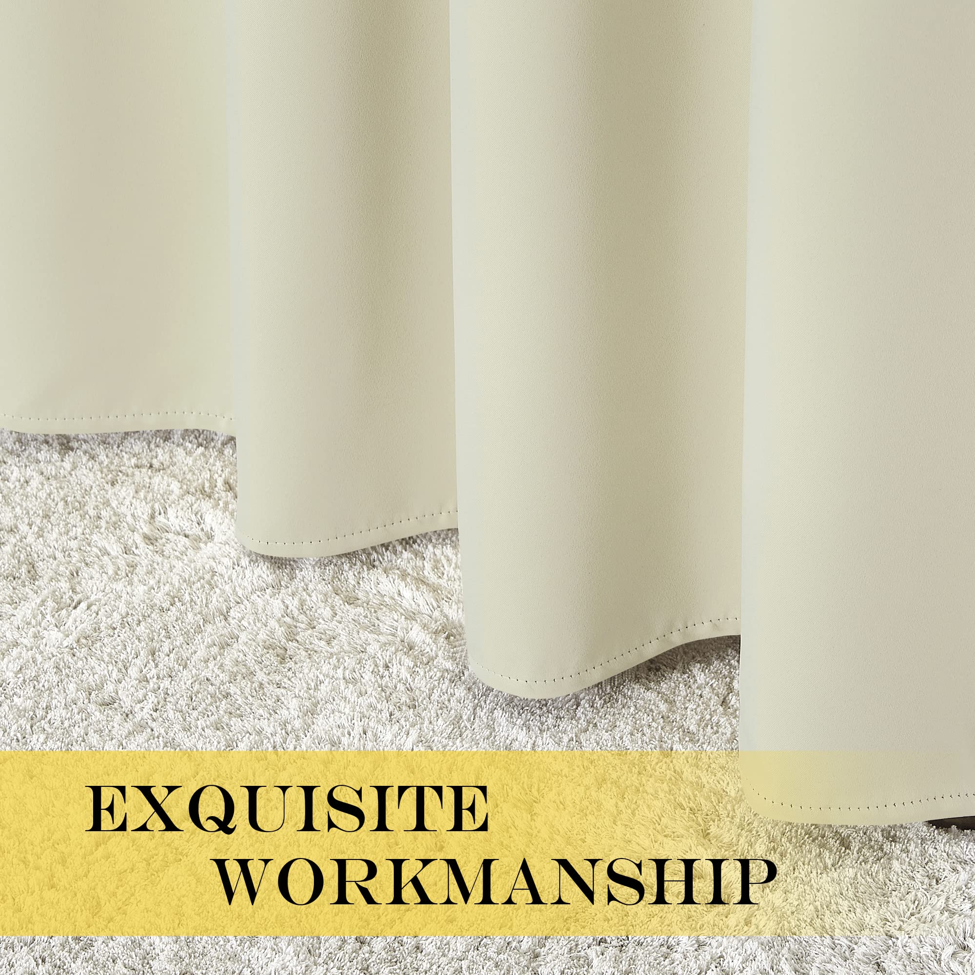 NICETOWN Room Darkening Curtains - Thermal Insulated Grommet Panels, 54" Long, 66" Wide, Beige - Blocks Light & Noise